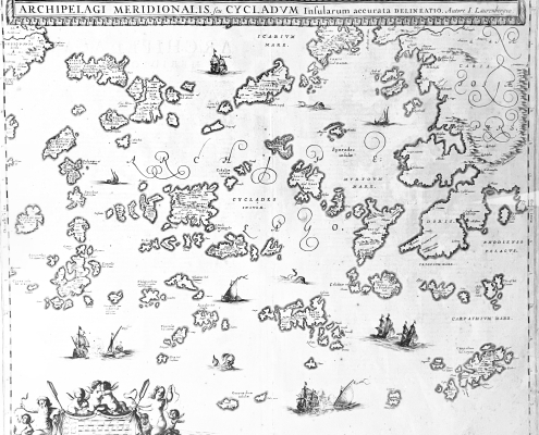 Carte marine ancienne faite à la maison. Provenant du monastère d'Amorgos.